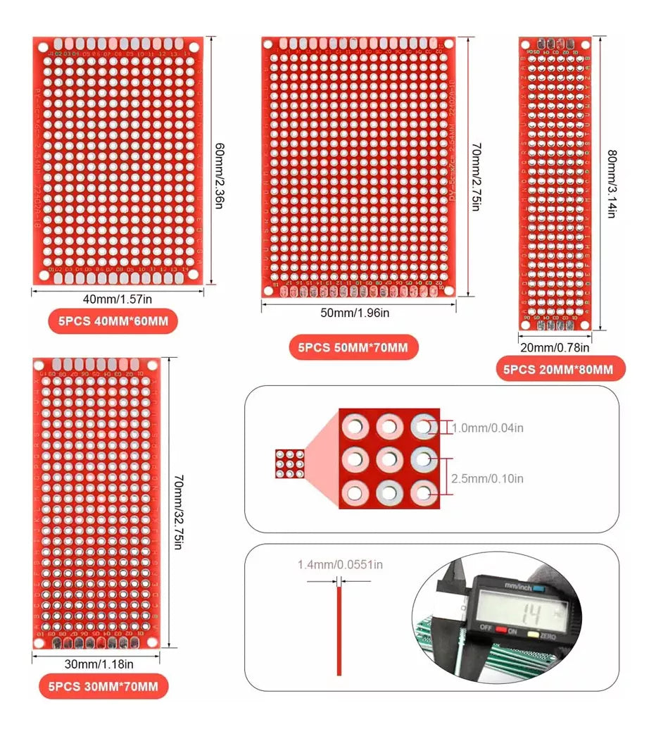 Placas Fenólicas Perforada Doble Cara - 4 Tamaños