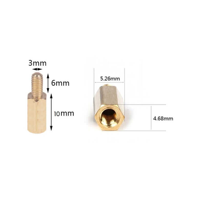 Separador de Latón hembra-macho M3 10mm + 6mm