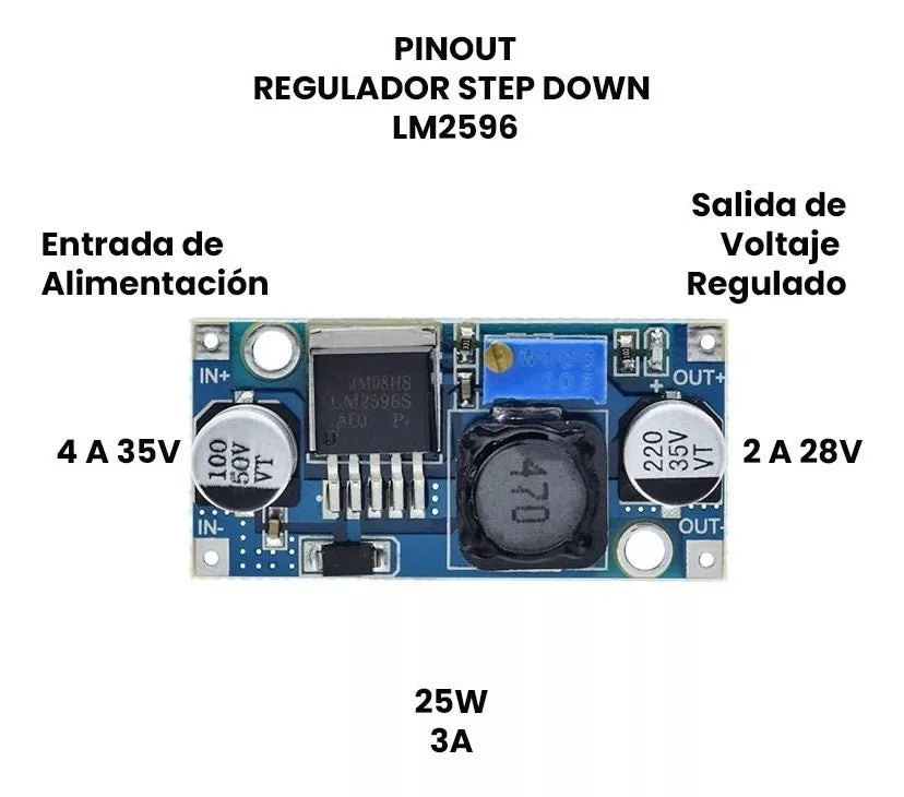 Módulo Buck LM2596 Step Down 25W 3A